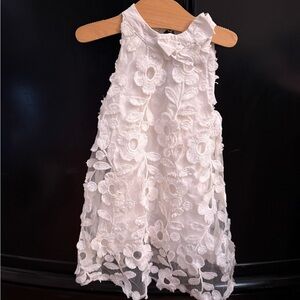 Janie and Jack Ivory Dress with Lace Accents and gold buttons on the back 18-24m